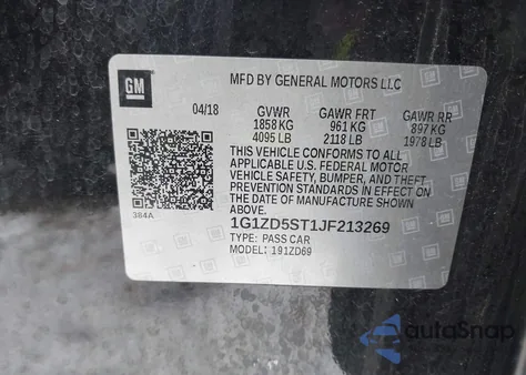 2018 Chevrolet Malibu Lt z USA, uszkodzony, nr VIN 1G1ZD5ST1JF213269